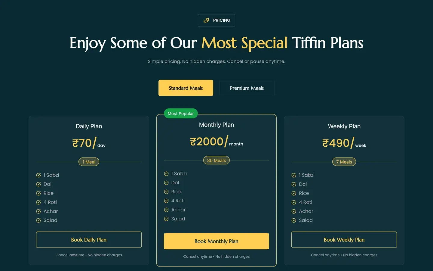 Rekha Maa Ki Rasoi audience and meal-plan pricing sections